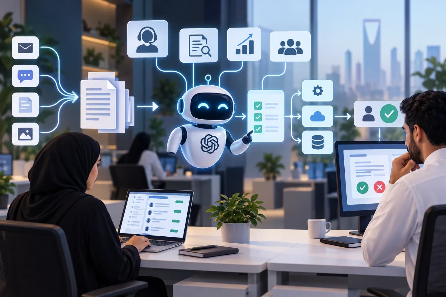 AI business automation and workflow management with human oversight and data protection